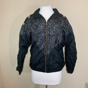 Vintage 80s wind breaker track jacket black med